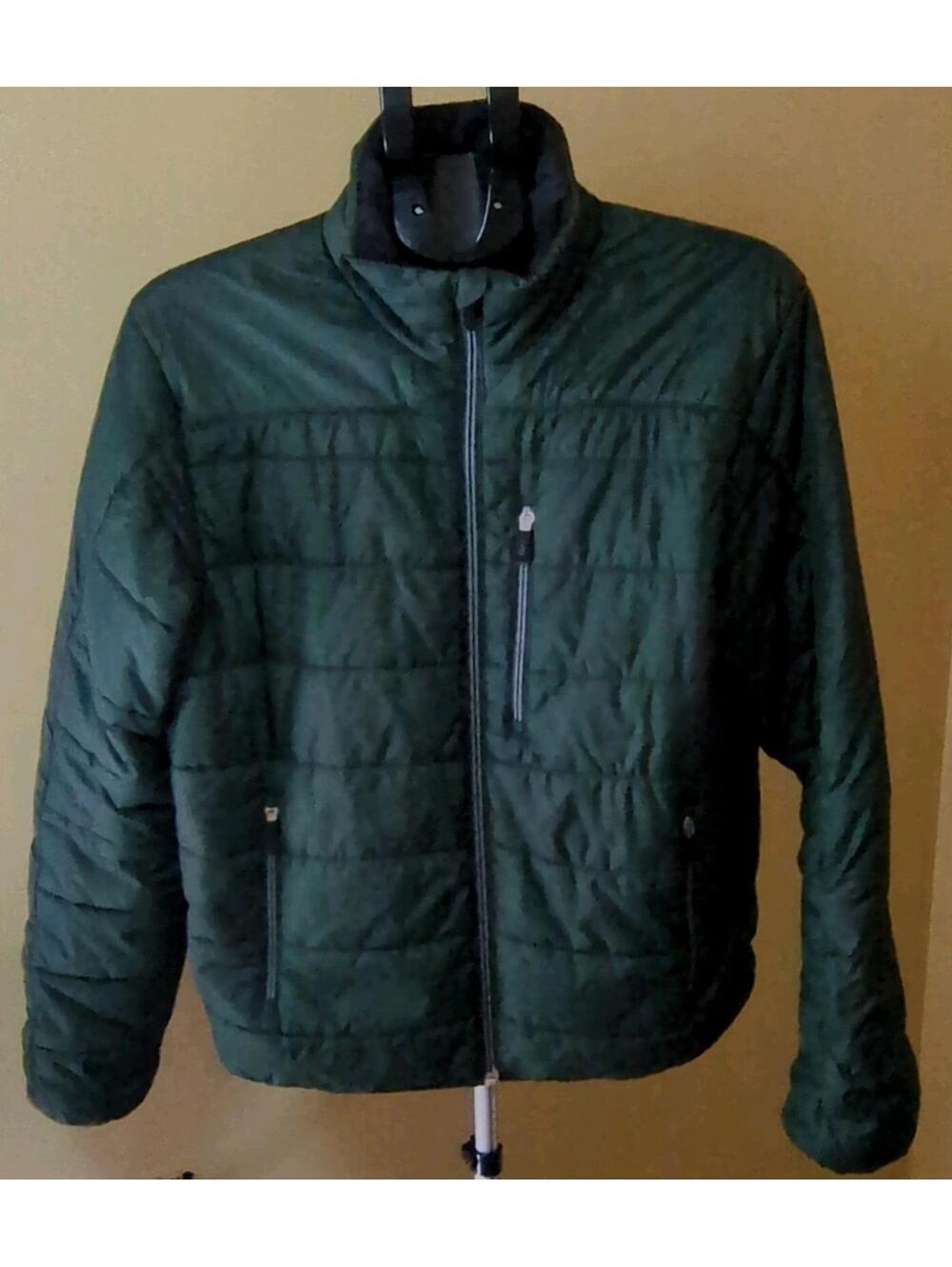 Lands' End Boy's Green Quilted Full Zip Puffer Jacket M 38-40 Stand-Up Collar